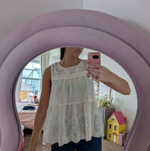 Boho Cream Lace Tiered Women's Top Size XXL